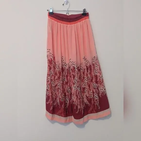 FREE PEOPLE OFF THE GRID CULOTTES CHIFFON CROPPED WIDE LEG PINK FLORAL PANTS XS - Picture 4 of 10